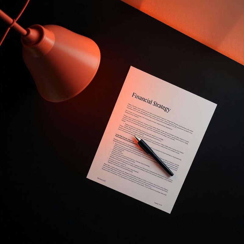 Documente de strategie financiară pe un birou întunecat cu lumină corală